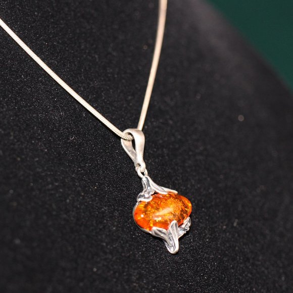 Sterling Silver Amber Necklace (SN0001) - Picture 8 of 8